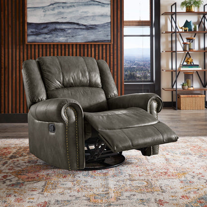 Fauteuil inclinable pivotant Monroe en microfibre polie avec tête de clou par iNSPIRE Q Classic