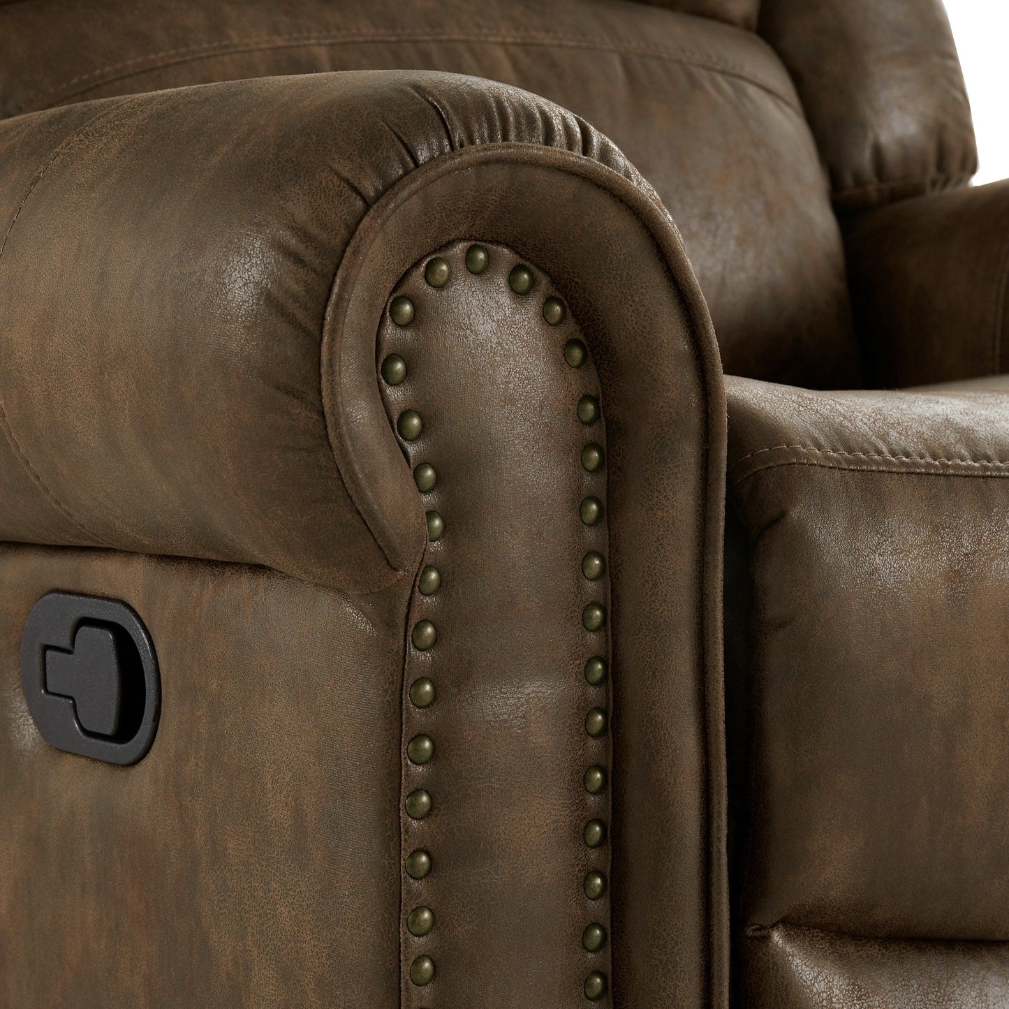 Fauteuil inclinable pivotant Monroe en microfibre polie avec tête de clou par iNSPIRE Q Classic