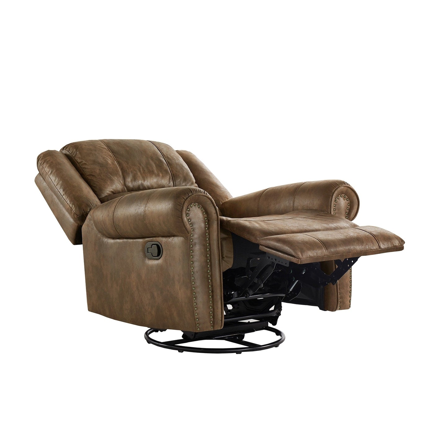 Fauteuil inclinable pivotant Monroe en microfibre polie avec tête de clou par iNSPIRE Q Classic