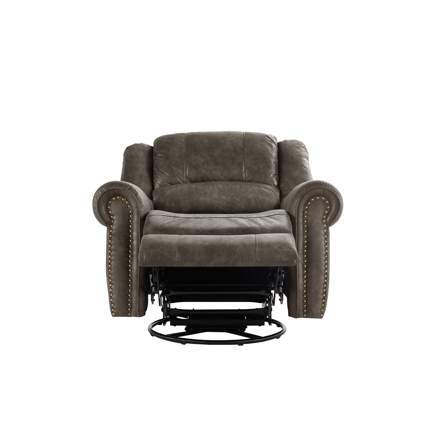 Fauteuil inclinable pivotant Monroe en microfibre polie avec tête de clou par iNSPIRE Q Classic