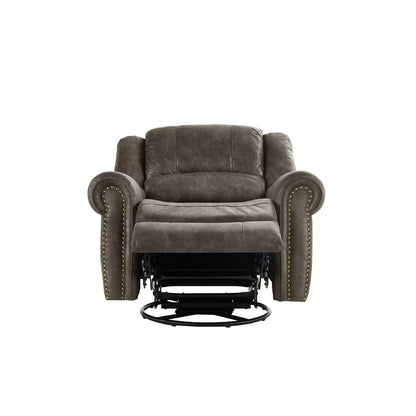 Fauteuil inclinable pivotant Monroe en microfibre polie avec tête de clou par iNSPIRE Q Classic
