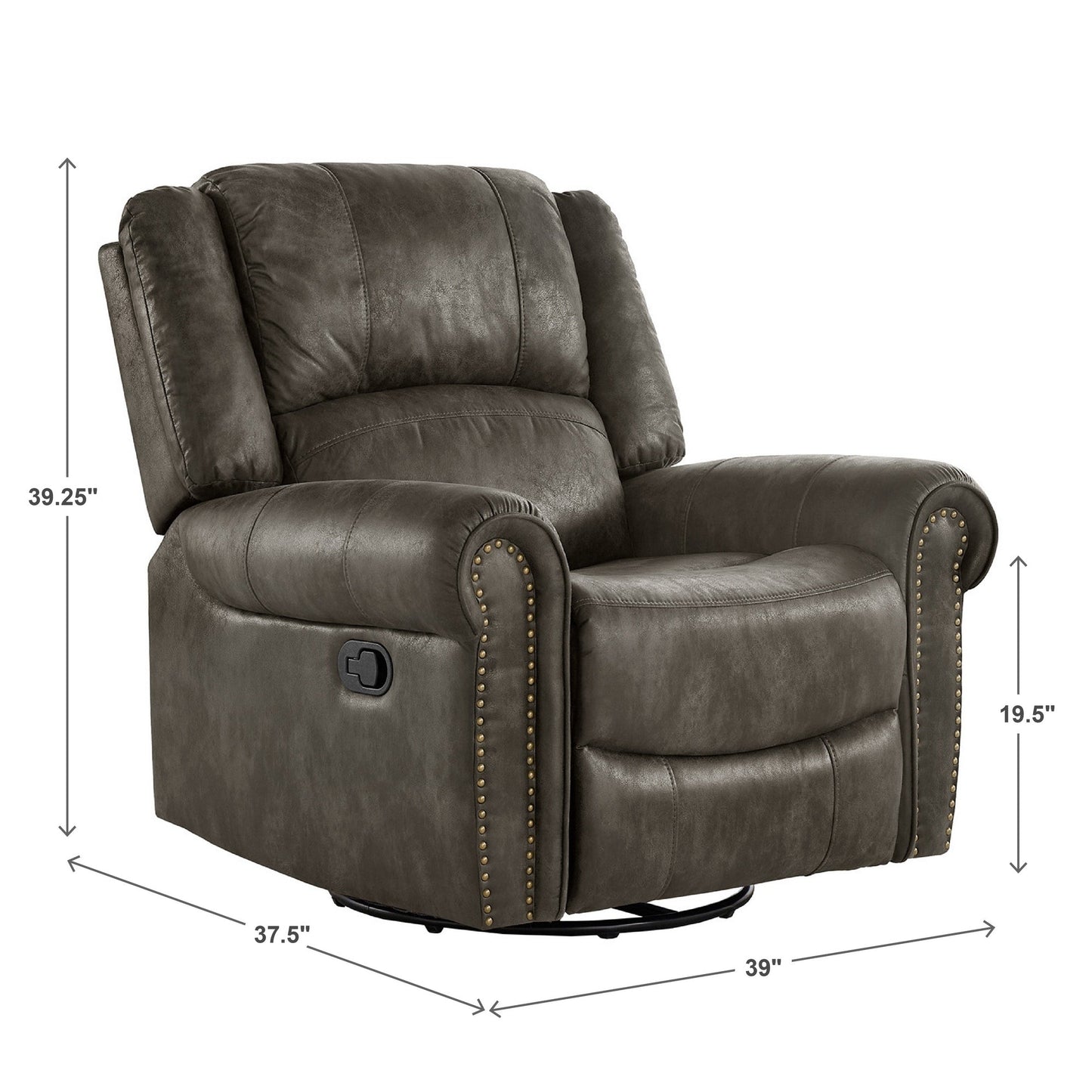 Fauteuil inclinable pivotant Monroe en microfibre polie avec tête de clou par iNSPIRE Q Classic