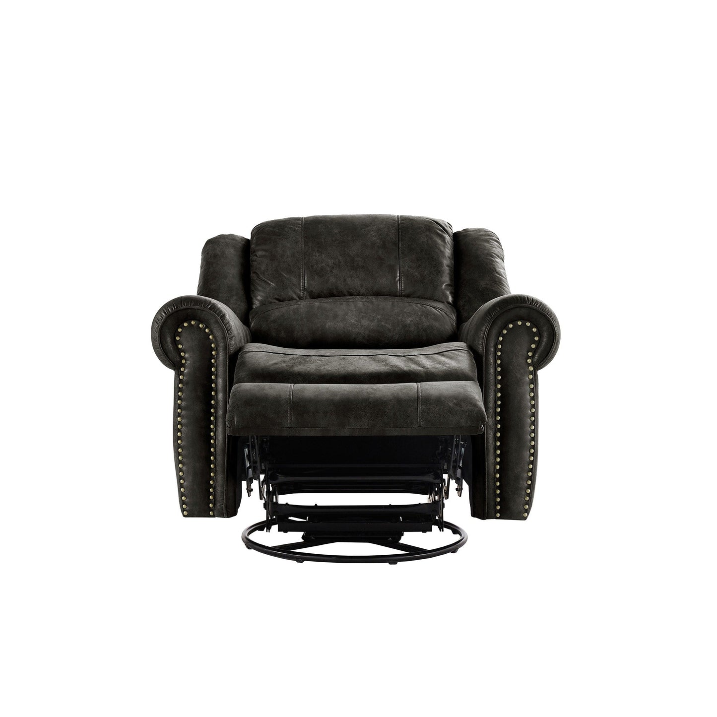 Fauteuil inclinable pivotant Monroe en microfibre polie avec tête de clou par iNSPIRE Q Classic