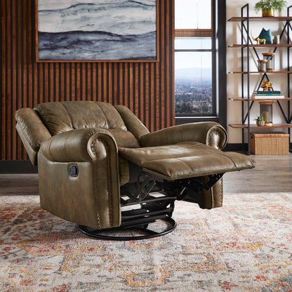 Fauteuil inclinable pivotant Monroe en microfibre polie avec tête de clou par iNSPIRE Q Classic