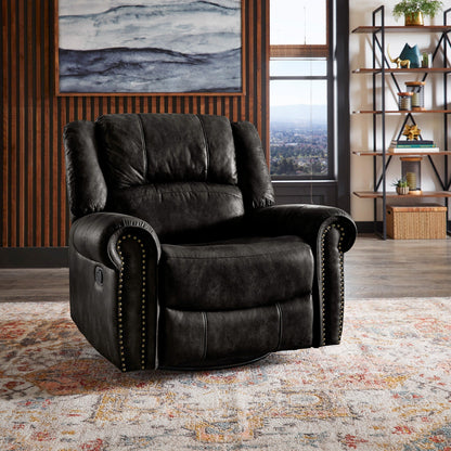 Fauteuil inclinable pivotant Monroe en microfibre polie avec tête de clou par iNSPIRE Q Classic