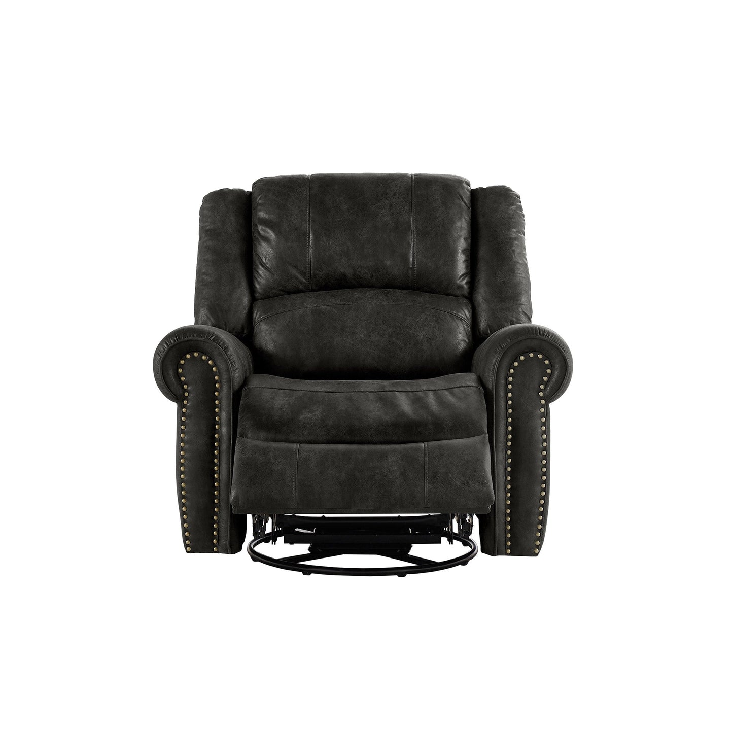 Fauteuil inclinable pivotant Monroe en microfibre polie avec tête de clou par iNSPIRE Q Classic