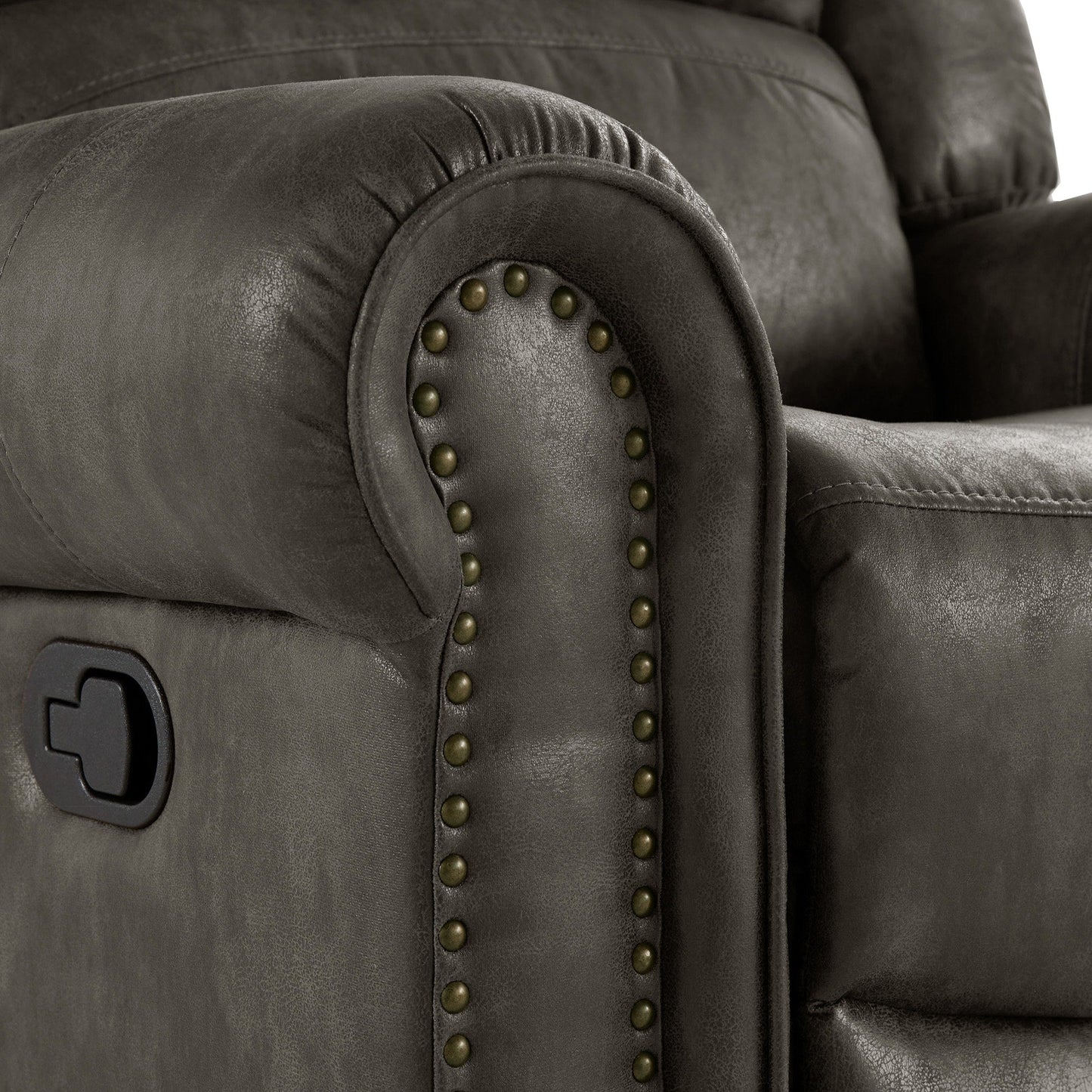 Fauteuil inclinable pivotant Monroe en microfibre polie avec tête de clou par iNSPIRE Q Classic