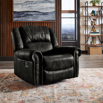 Fauteuil inclinable pivotant Monroe en microfibre polie avec tête de clou par iNSPIRE Q Classic