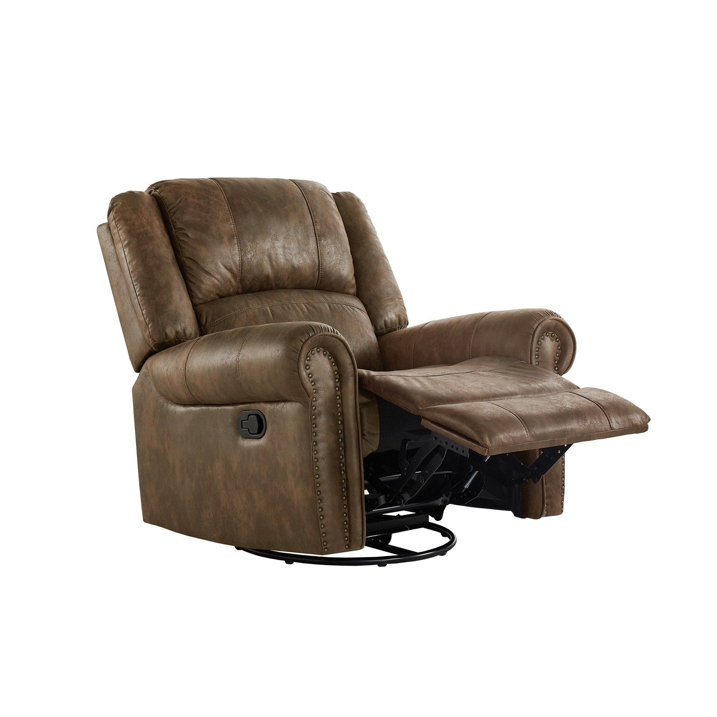 Fauteuil inclinable pivotant Monroe en microfibre polie avec tête de clou par iNSPIRE Q Classic