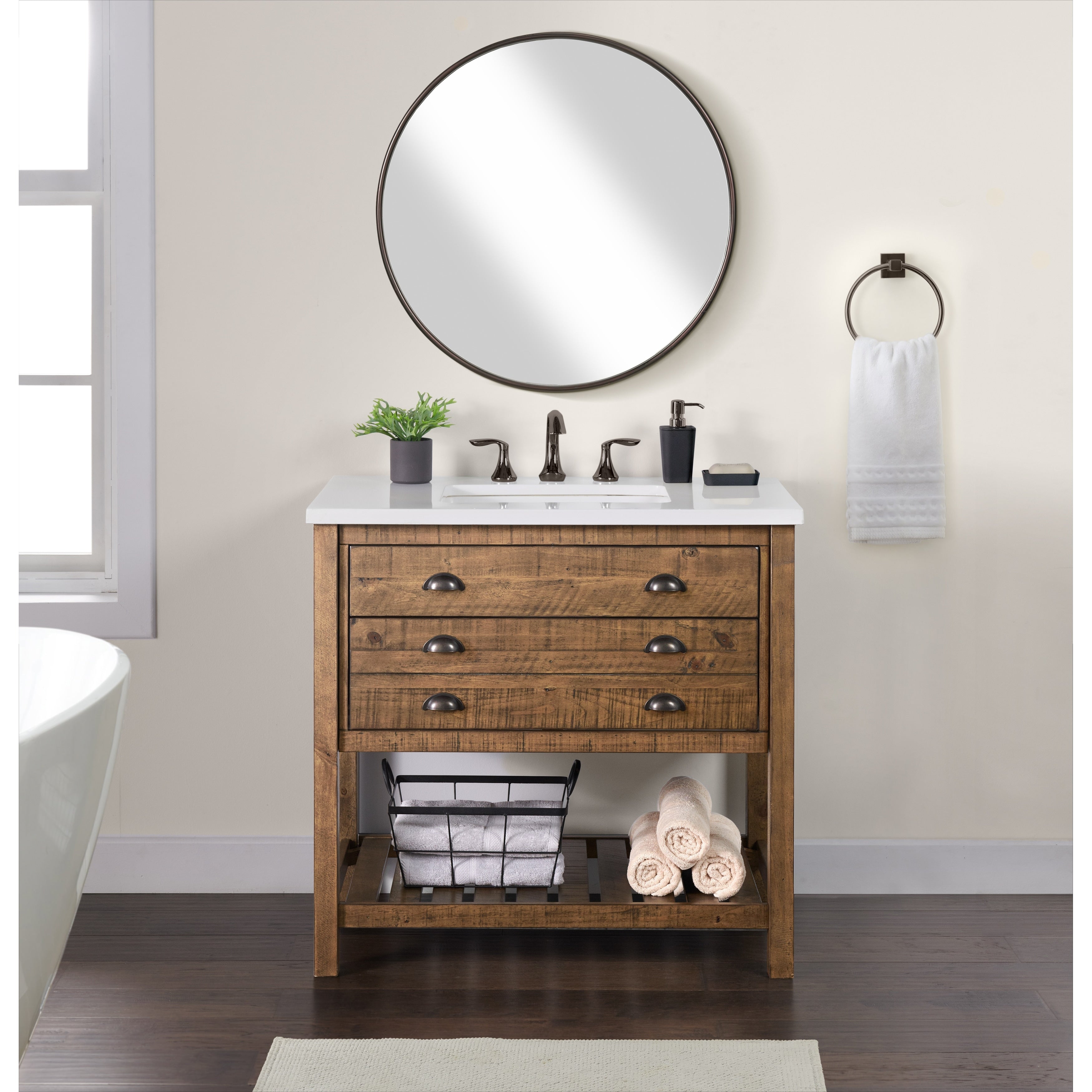 Meuble-lavabo simple de style ferme Monterey 37 avec dessus