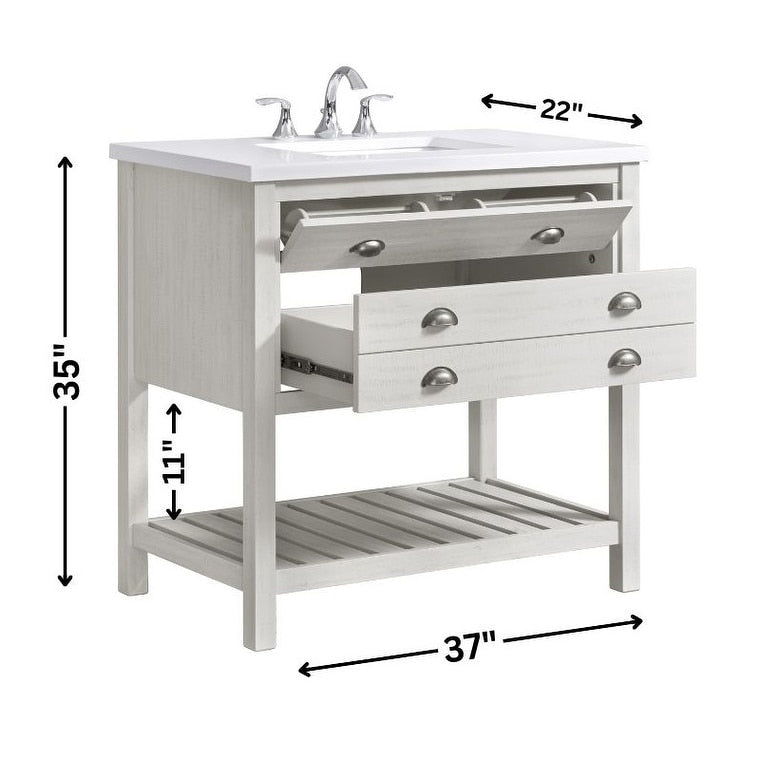 Meuble-lavabo simple de style ferme Monterey 37 avec dessus