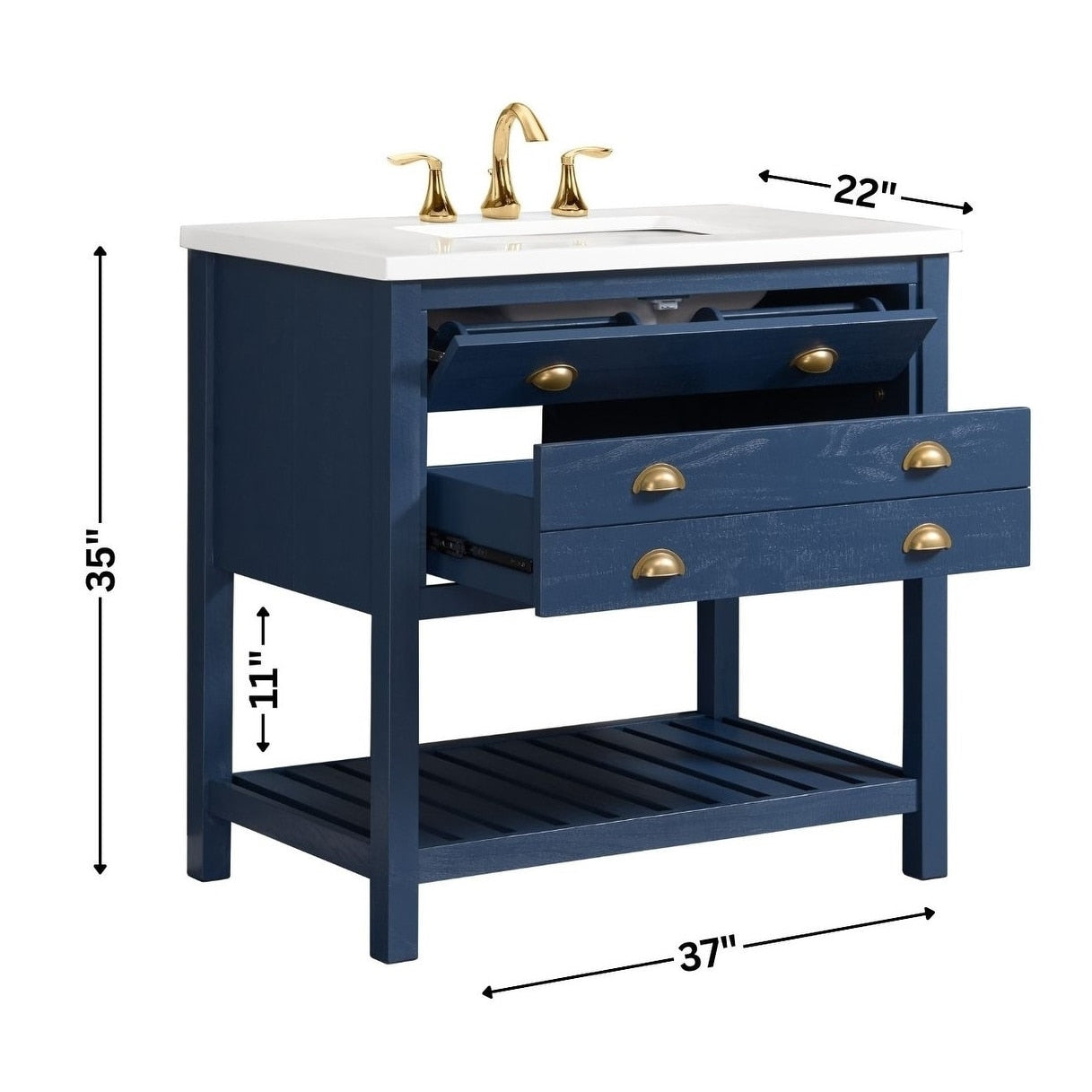 Meuble-lavabo simple de style ferme Monterey 37 avec dessus