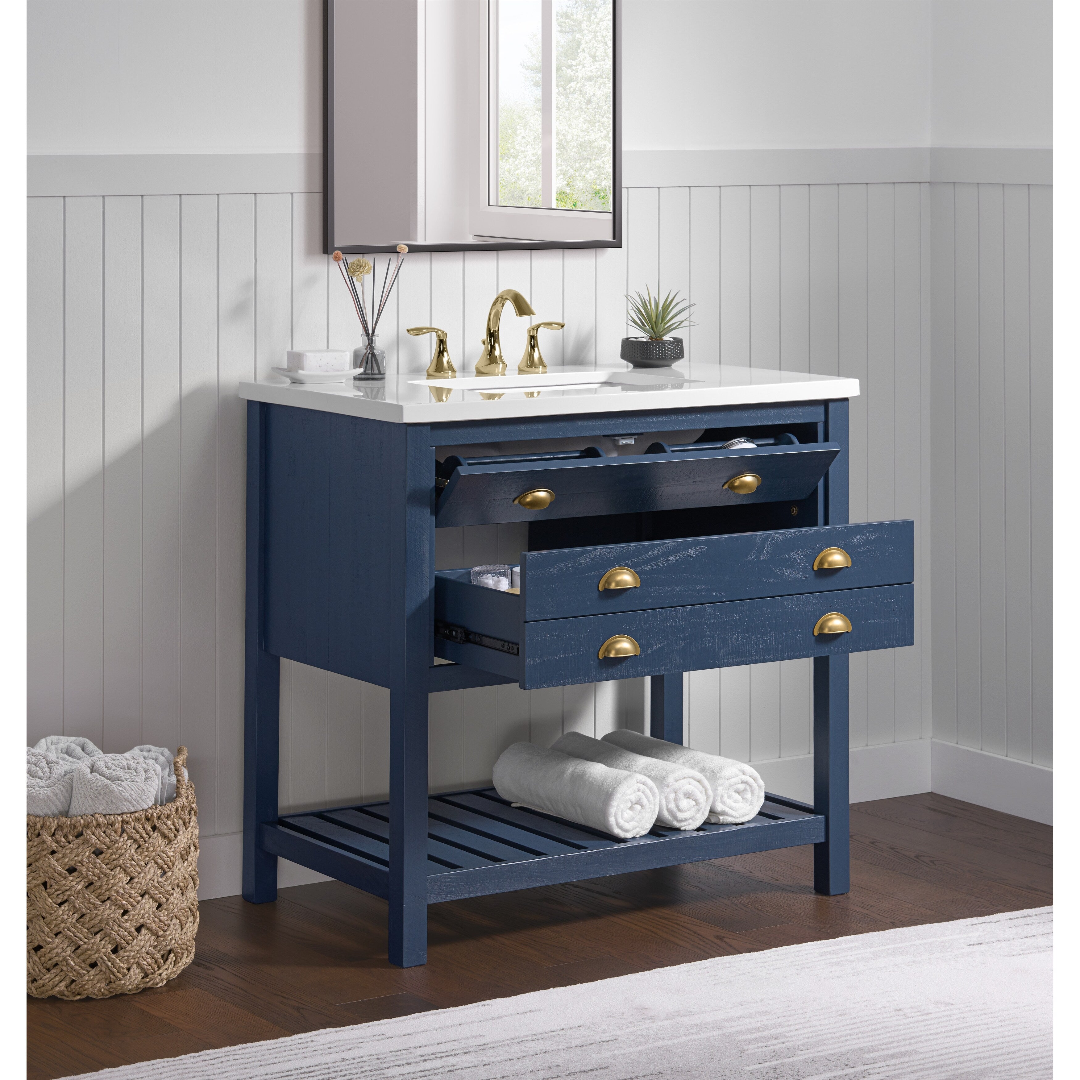Meuble-lavabo simple de style ferme Monterey 37 avec dessus