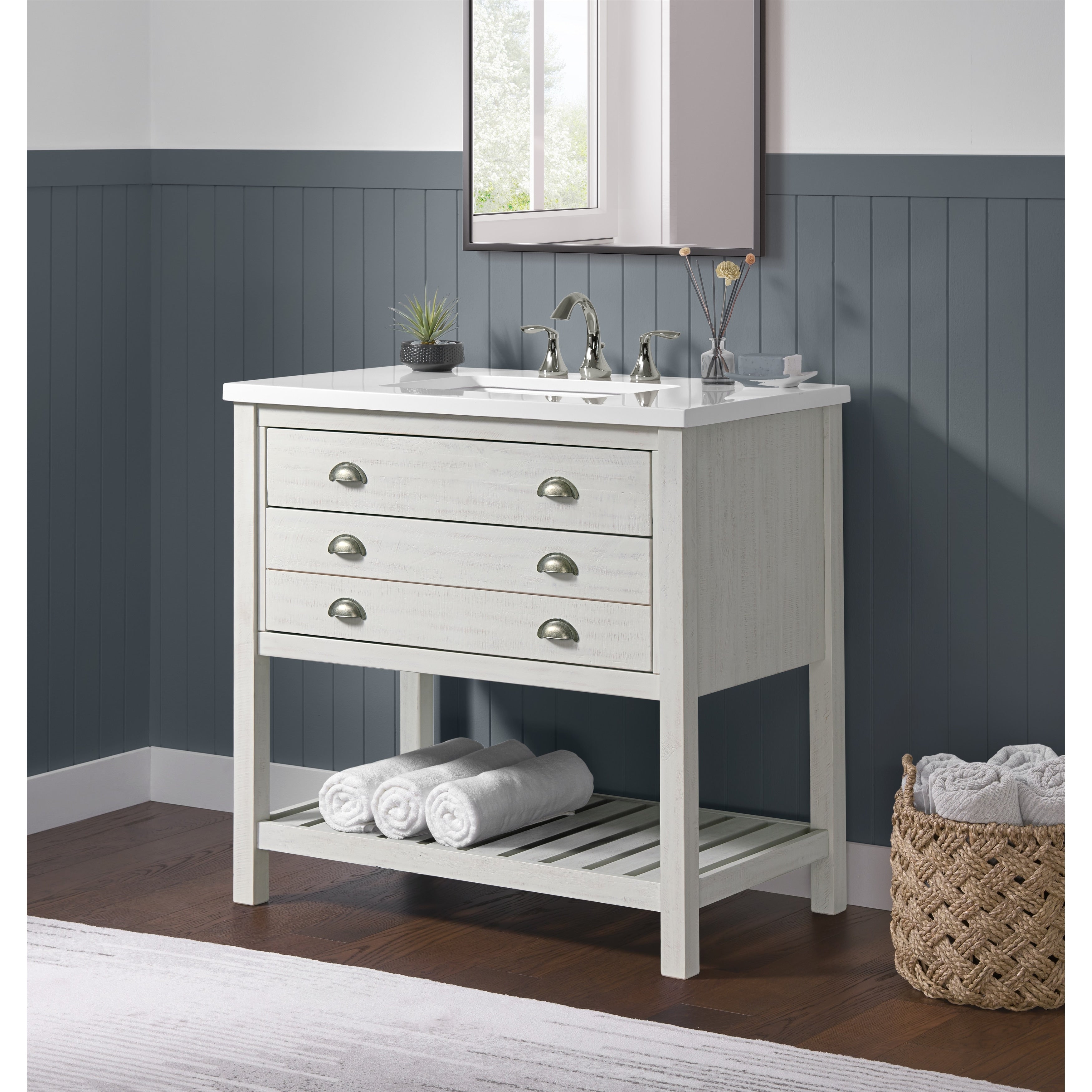 Meuble-lavabo simple de style ferme Monterey 37 avec dessus