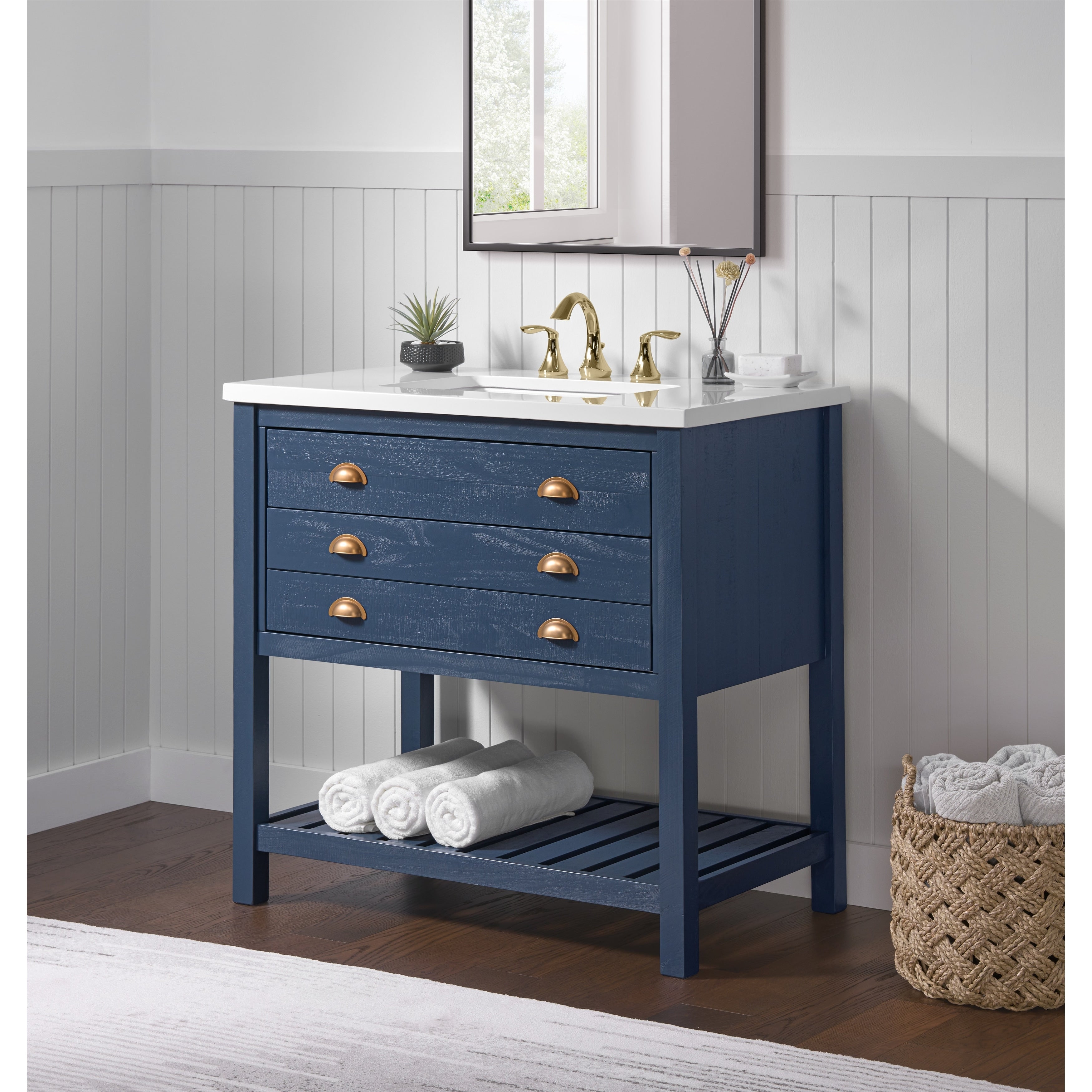 Meuble-lavabo simple de style ferme Monterey 37 avec dessus