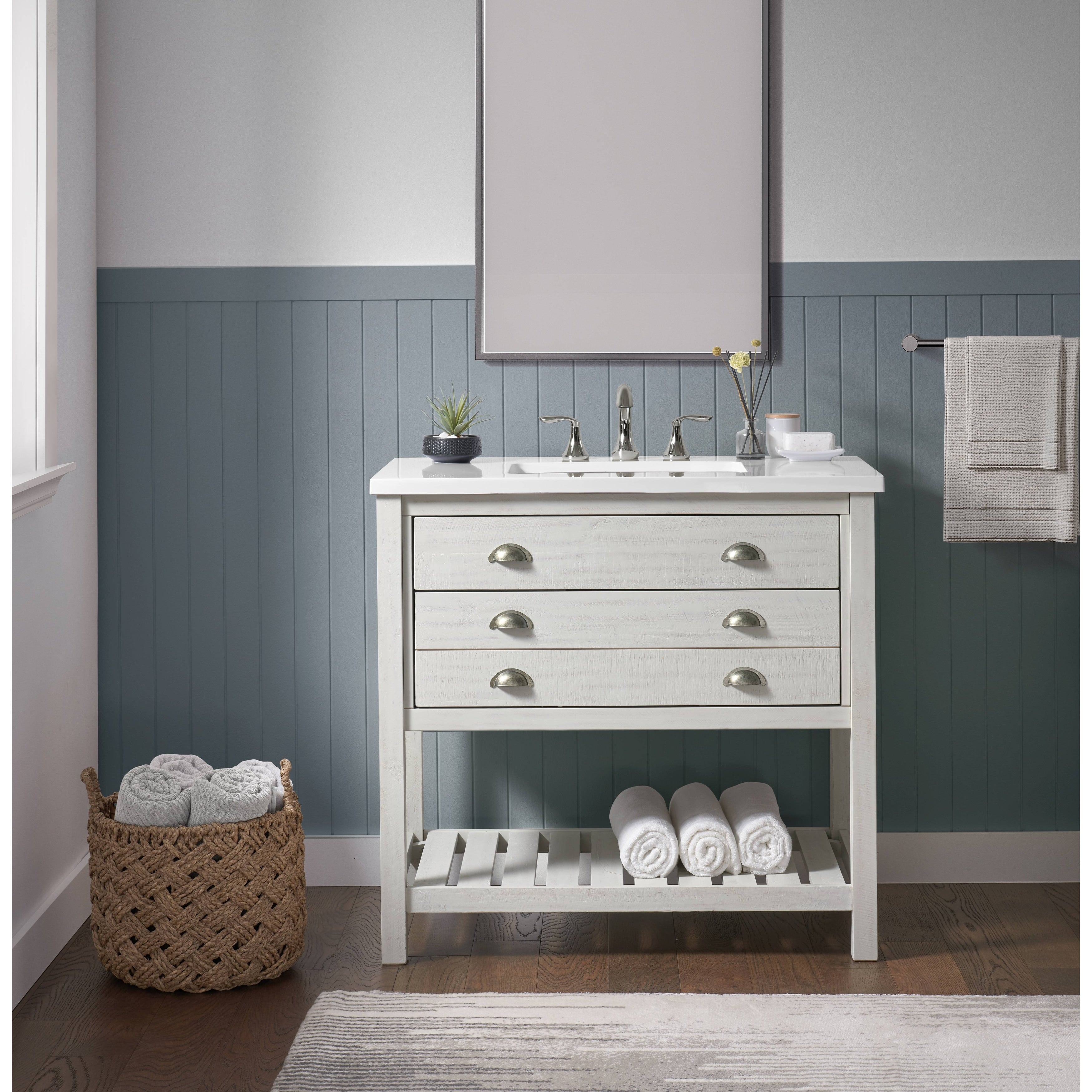 Meuble-lavabo simple de style ferme Monterey 37 avec dessus