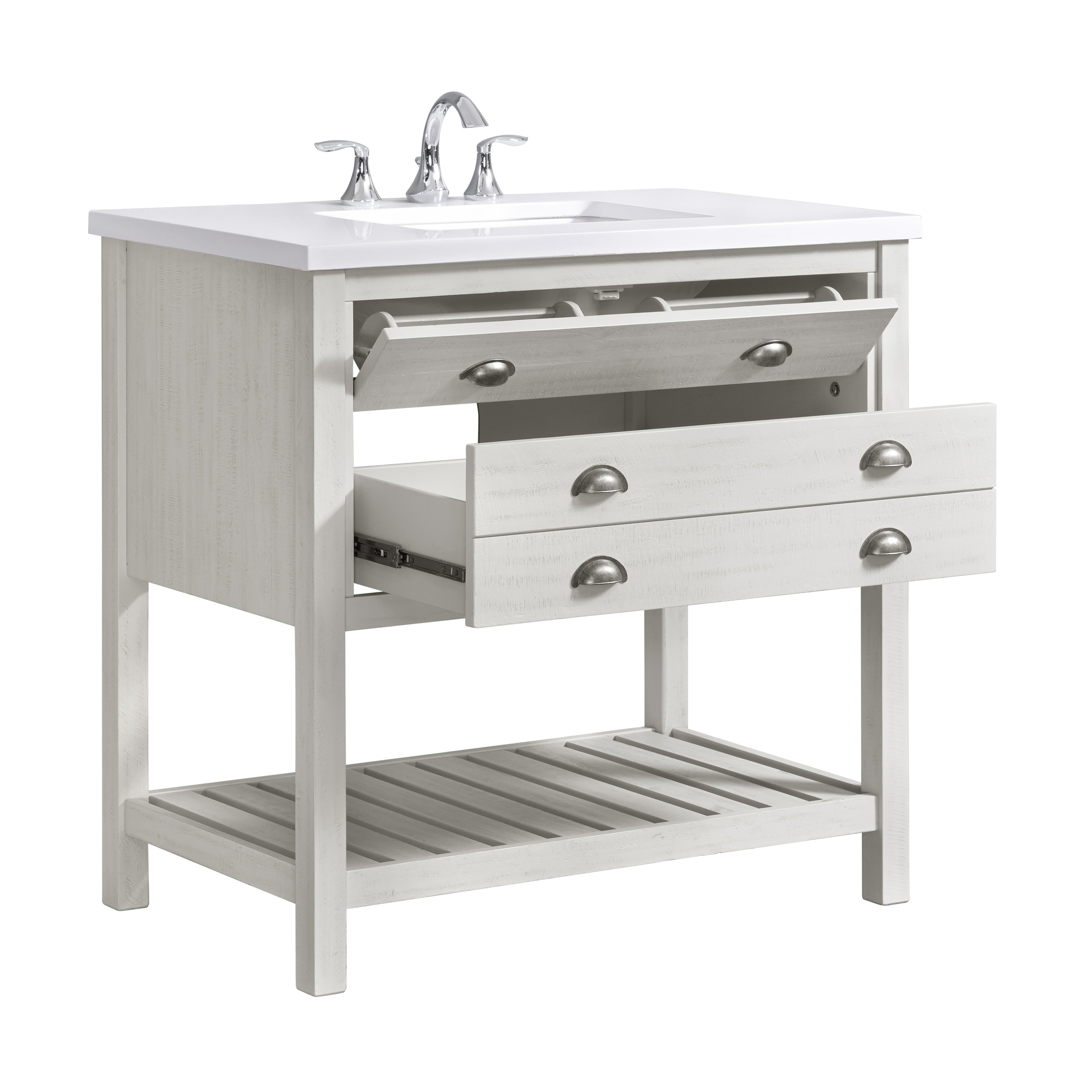Meuble-lavabo simple de style ferme Monterey 37 avec dessus