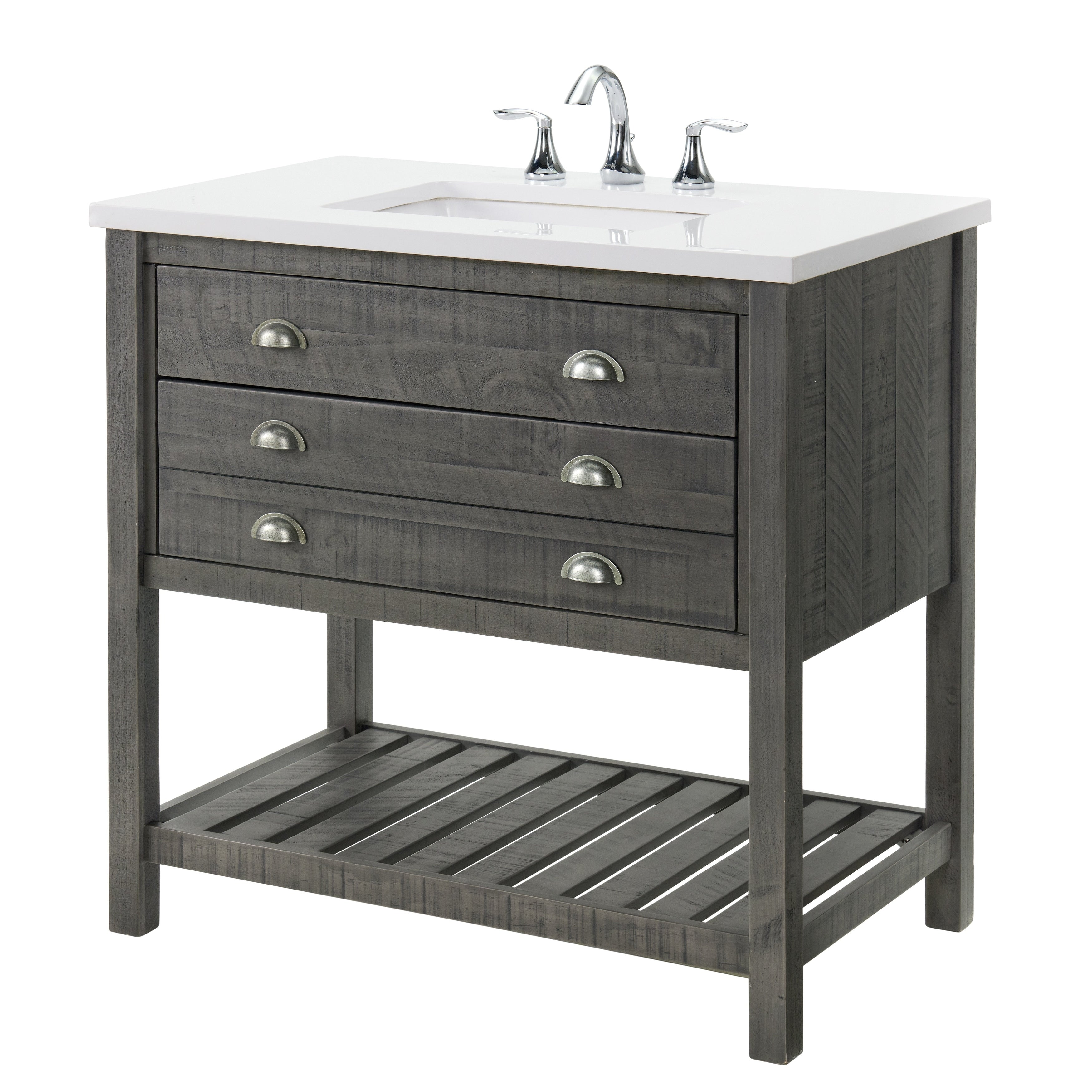 Meuble-lavabo simple de style ferme Monterey 37 avec dessus