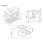 Meuble-lavabo simple de style ferme Monterey 37 avec dessus