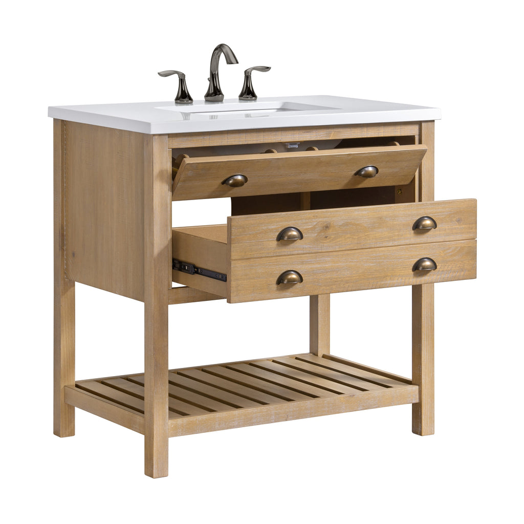 Meuble-lavabo simple de style ferme Monterey 37 avec dessus