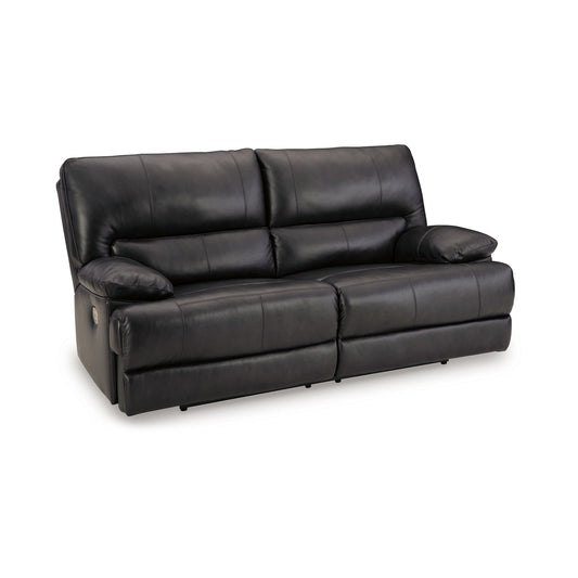 Canapé inclinable électrique Monto, cuir véritable noir moelleux, port USB, 82 pouces