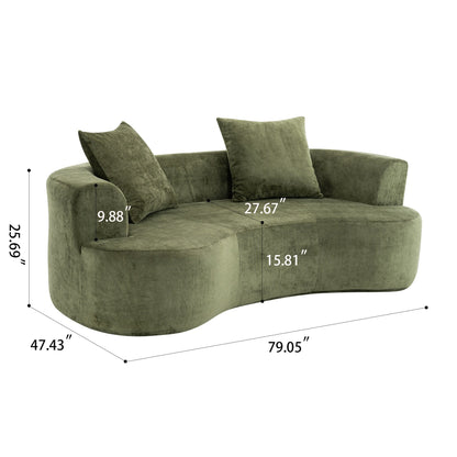 Canapé en forme de lune, canapé-lit moderne pour chat avec siège profond, canapé à compression en éponge sans assemblage (tissu chenille vert)
