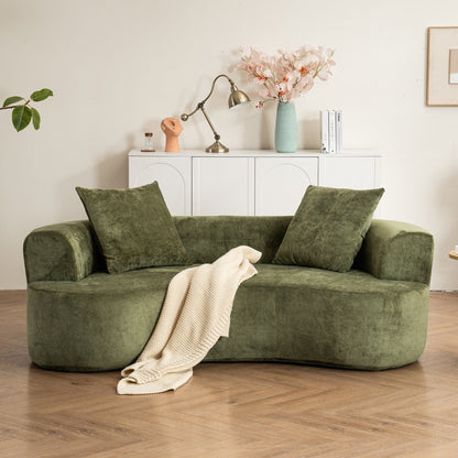 Canapé en forme de lune, canapé-lit moderne pour chat avec siège profond, canapé à compression en éponge sans assemblage (tissu chenille vert)