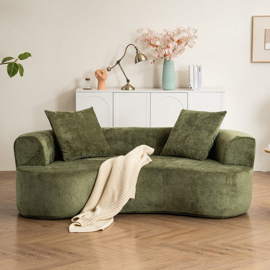 Canapé en forme de lune, canapé-lit moderne pour chat avec siège profond, canapé à compression en éponge sans assemblage (tissu chenille vert)
