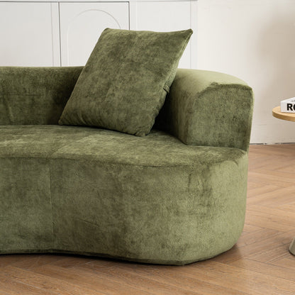 Canapé en forme de lune, canapé-lit moderne pour chat avec siège profond, canapé à compression en éponge sans assemblage (tissu chenille vert)
