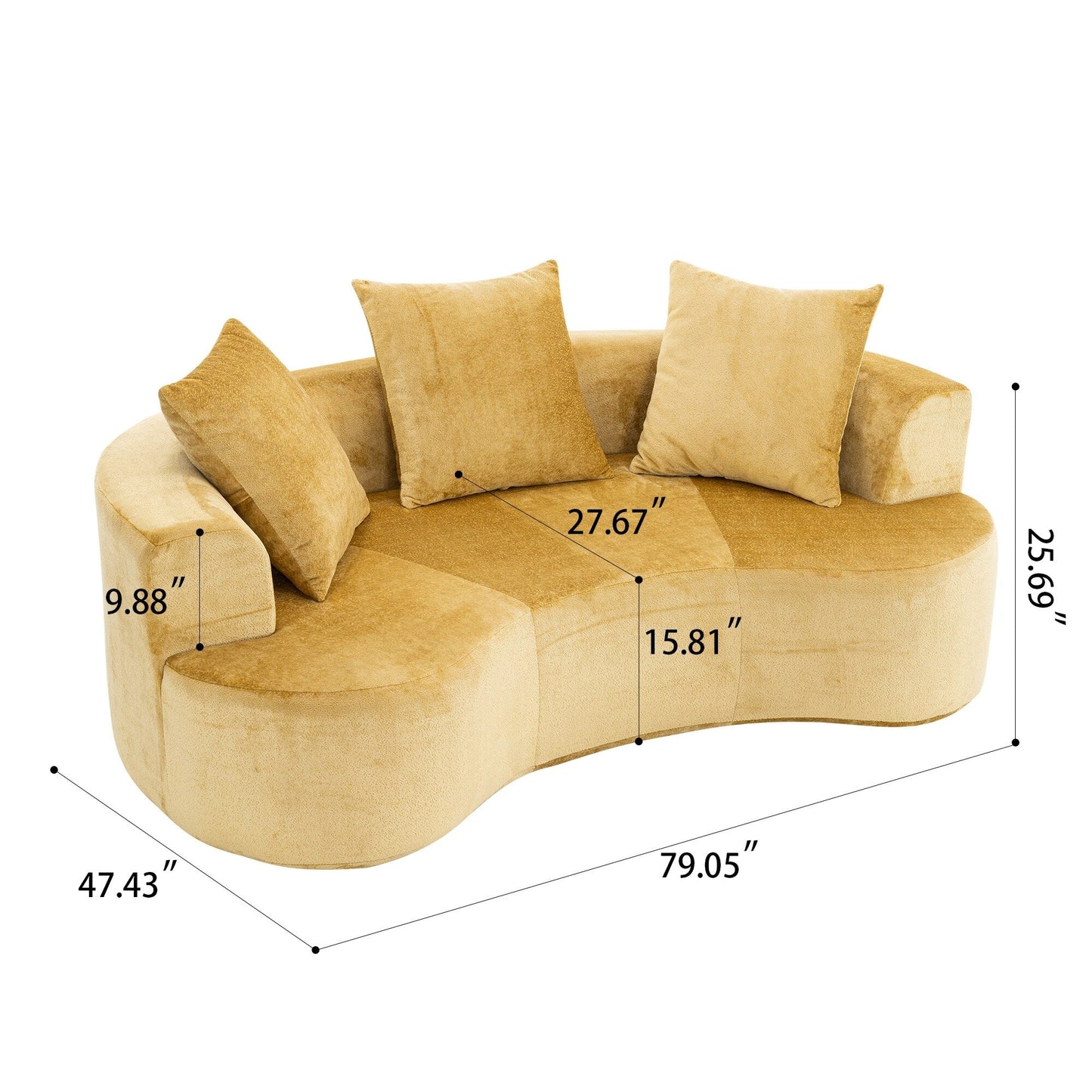 Canapé en forme de lune, canapé-lit moderne pour chat avec siège profond, canapé à compression en éponge sans assemblage