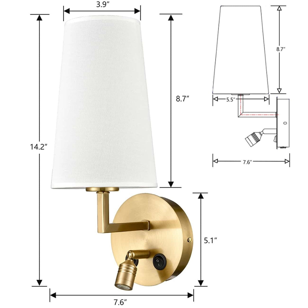 Lot de 2 appliques murales Morbihan en tissu avec port USB et interrupteur