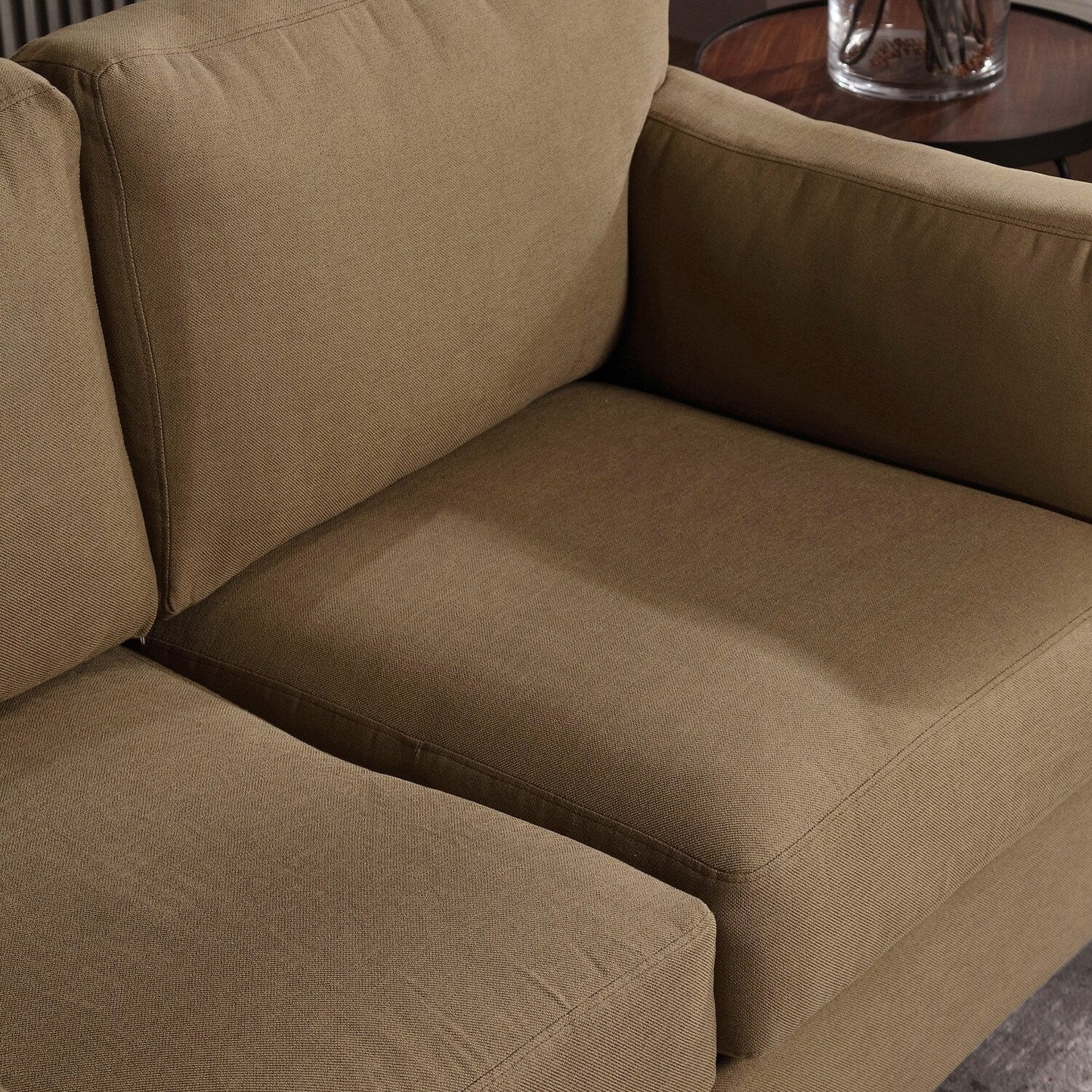 Canapé moderne à deux accoudoirs Morden Fort, assise profonde, coussins de dossier rembourrés, tissu rembourré durable
