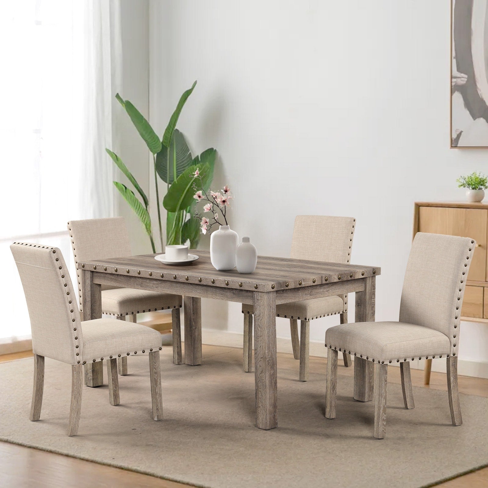 Ensemble de salle à manger Morden Fort Farmhouse avec table rectangulaire et chaises, 5 pièces