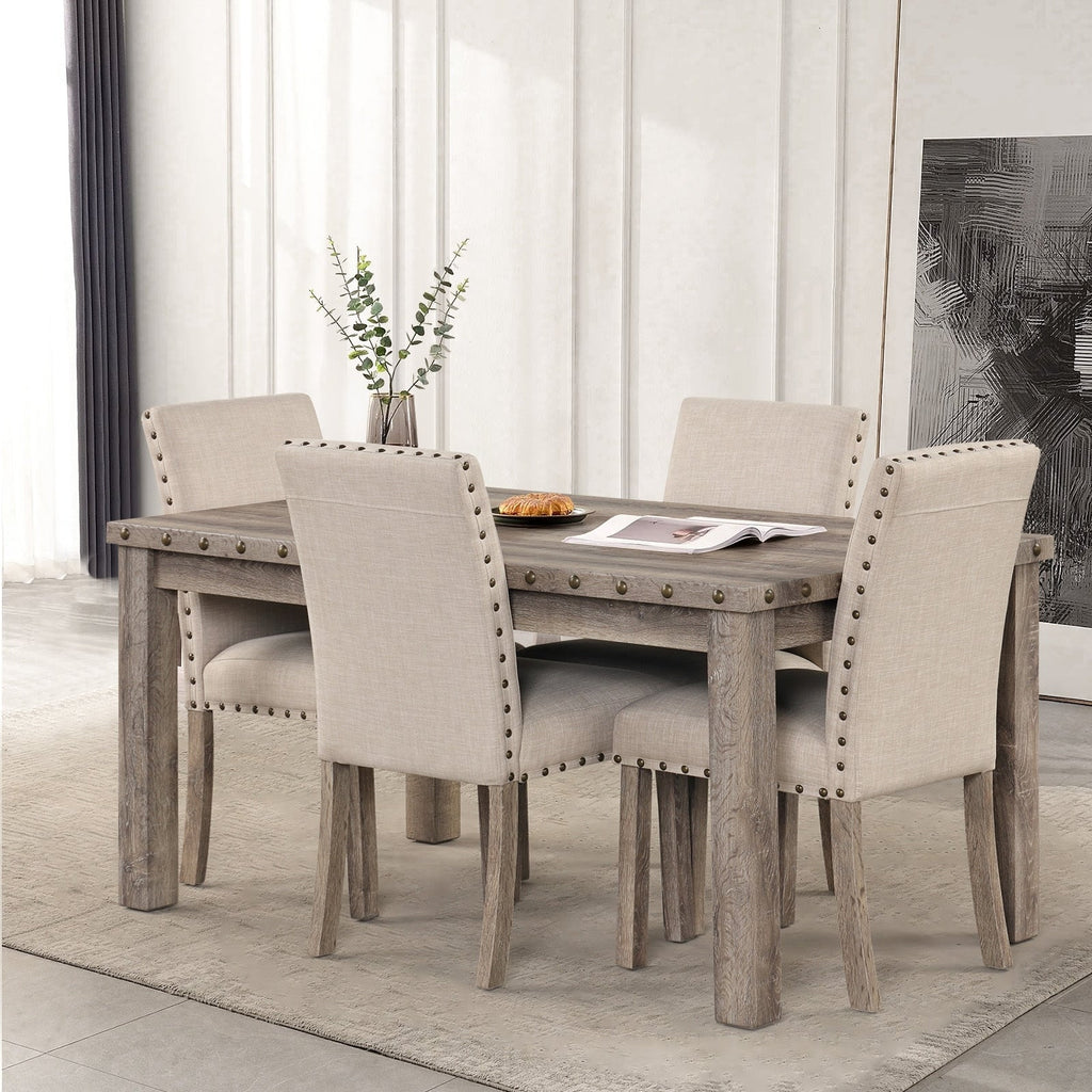 Ensemble de salle à manger Morden Fort Farmhouse avec table rectangulaire et chaises, 5 pièces