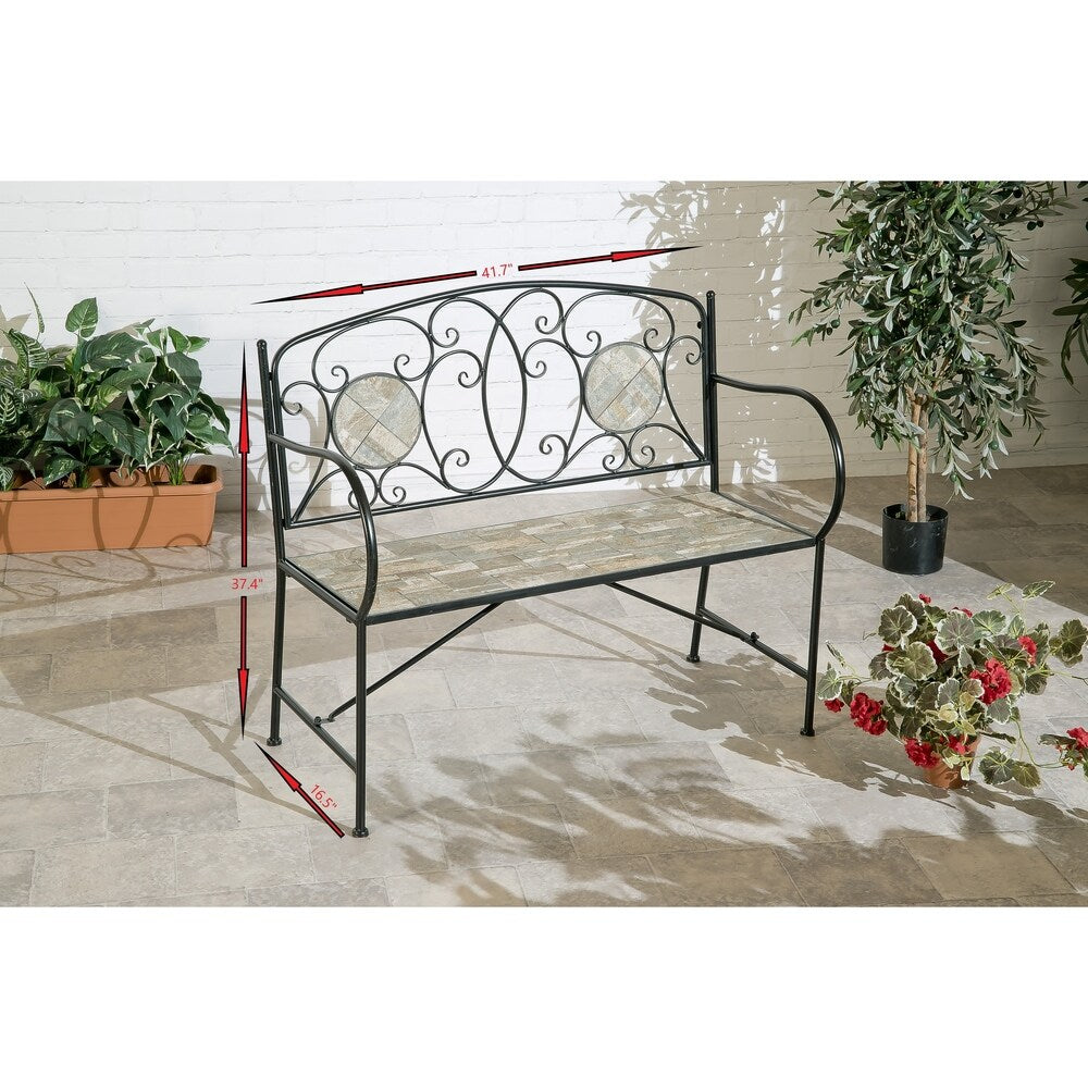 Banc deux places en mosaïque de sable Islington - 22,8 x 5,1 x 40,9