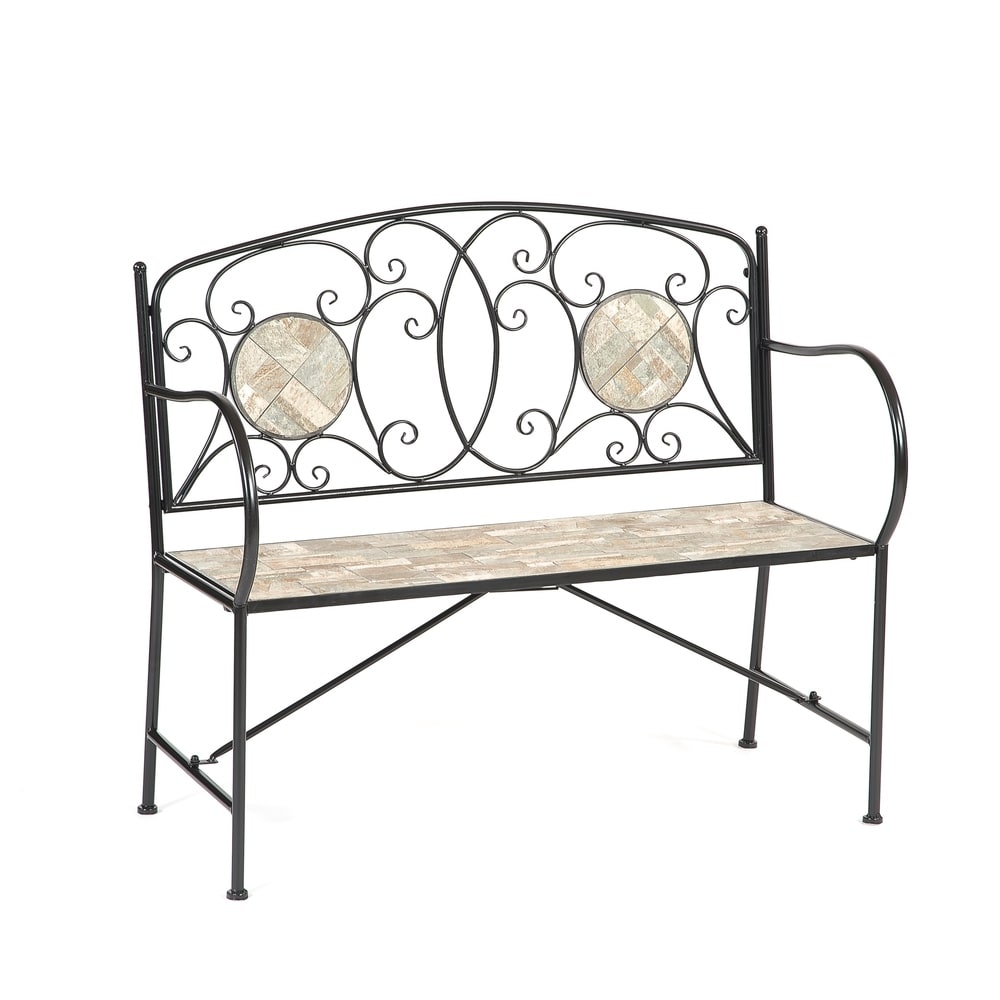 Banc deux places en mosaïque de sable Islington - 22,8 x 5,1 x 40,9