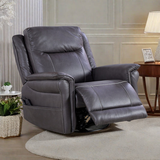 Fauteuil inclinable pivotant motorisé - Rotation à 240° avec massage par vibration à 8 points, chauffage lombaire réglable