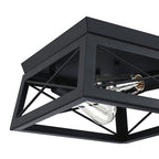 Plafonnier Mousse 12 po L. à 2 lumières avec finition noir mat et accents en bois de grange