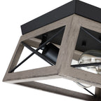Plafonnier Mousse 12 po L. à 2 lumières avec finition noir mat et accents en bois de grange