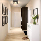 Plafonnier Mousse 12 po L. à 2 lumières avec finition noir mat et accents en bois de grange