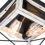 Plafonnier Mousse 12 po L. à 2 lumières avec finition noir mat et accents en bois de grange