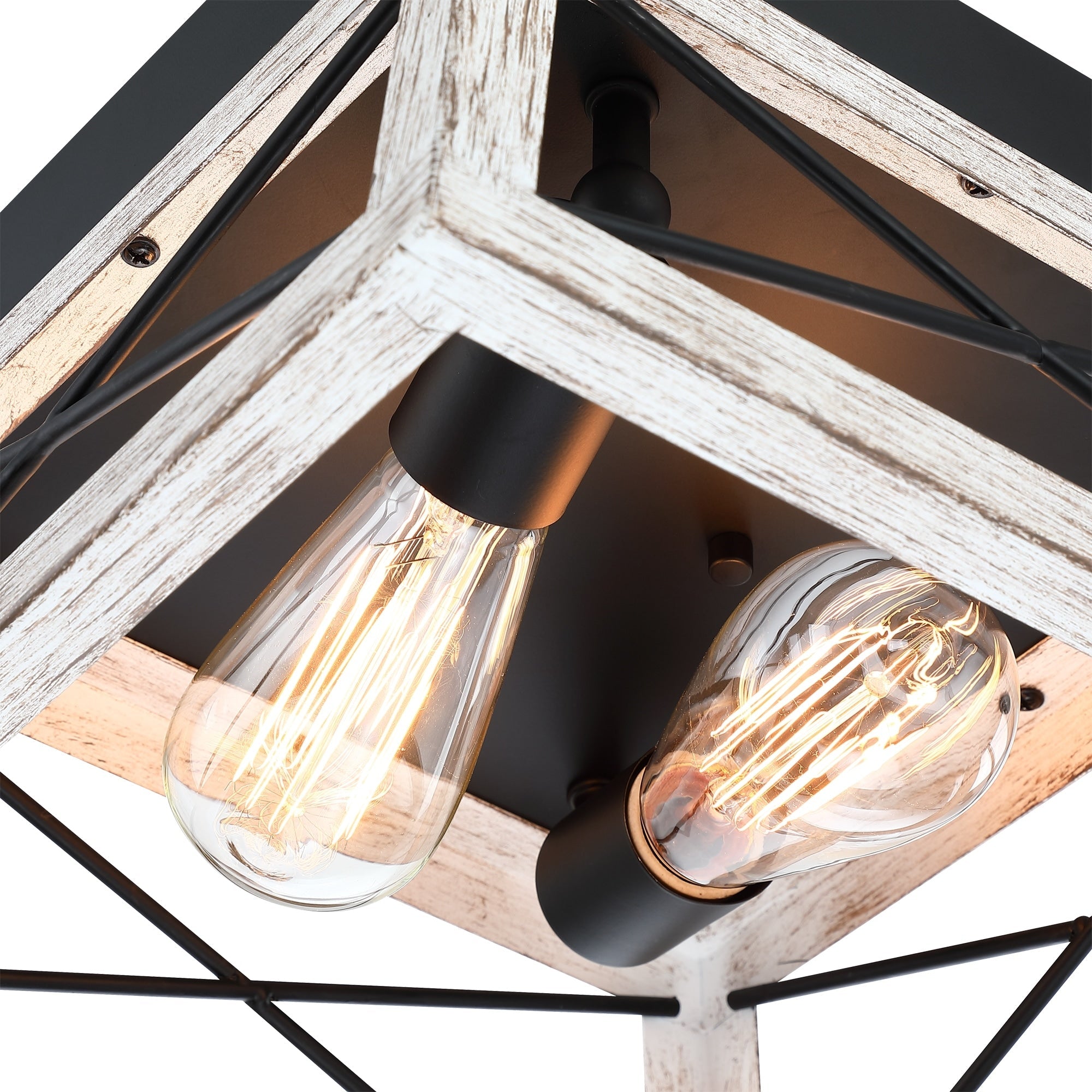 Plafonnier Mousse 12 po L. à 2 lumières avec finition noir mat et accents en bois de grange