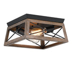 Plafonnier Mousse 12 po L. à 2 lumières avec finition noir mat et accents en bois de grange