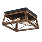 Plafonnier Mousse 12 po L. à 2 lumières avec finition noir mat et accents en bois de grange