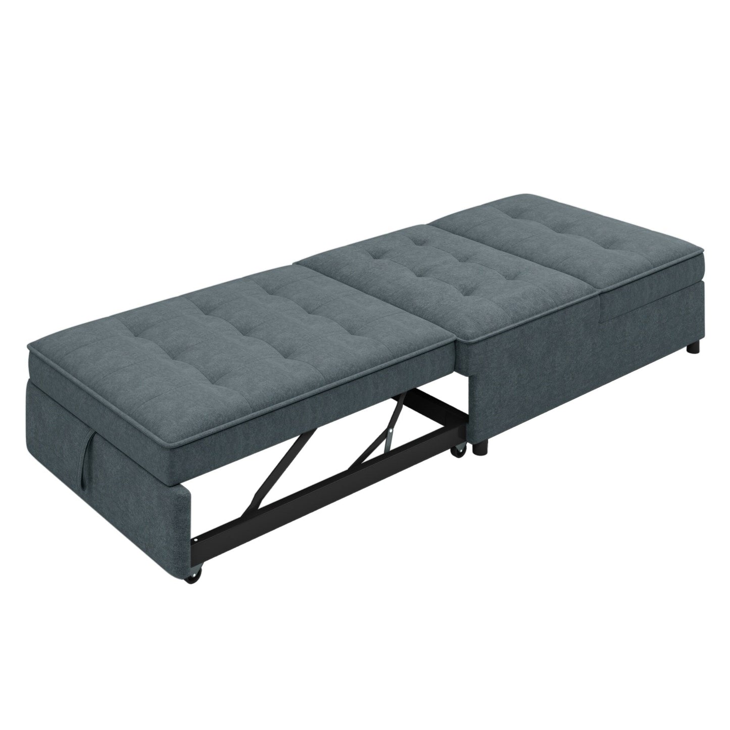 Canapé-lit ottoman multifonction 4 en 1 en lin de 72,5 pouces avec poche de rangement et port USB pour le salon