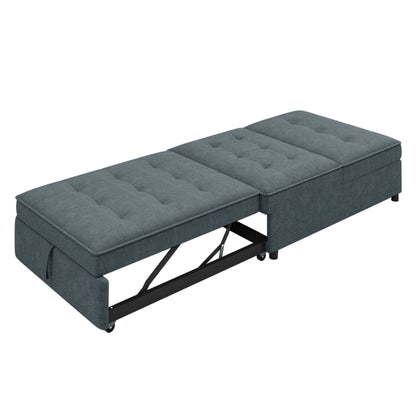 Canapé-lit ottoman multifonction 4 en 1 en lin de 72,5 pouces avec poche de rangement et port USB pour le salon