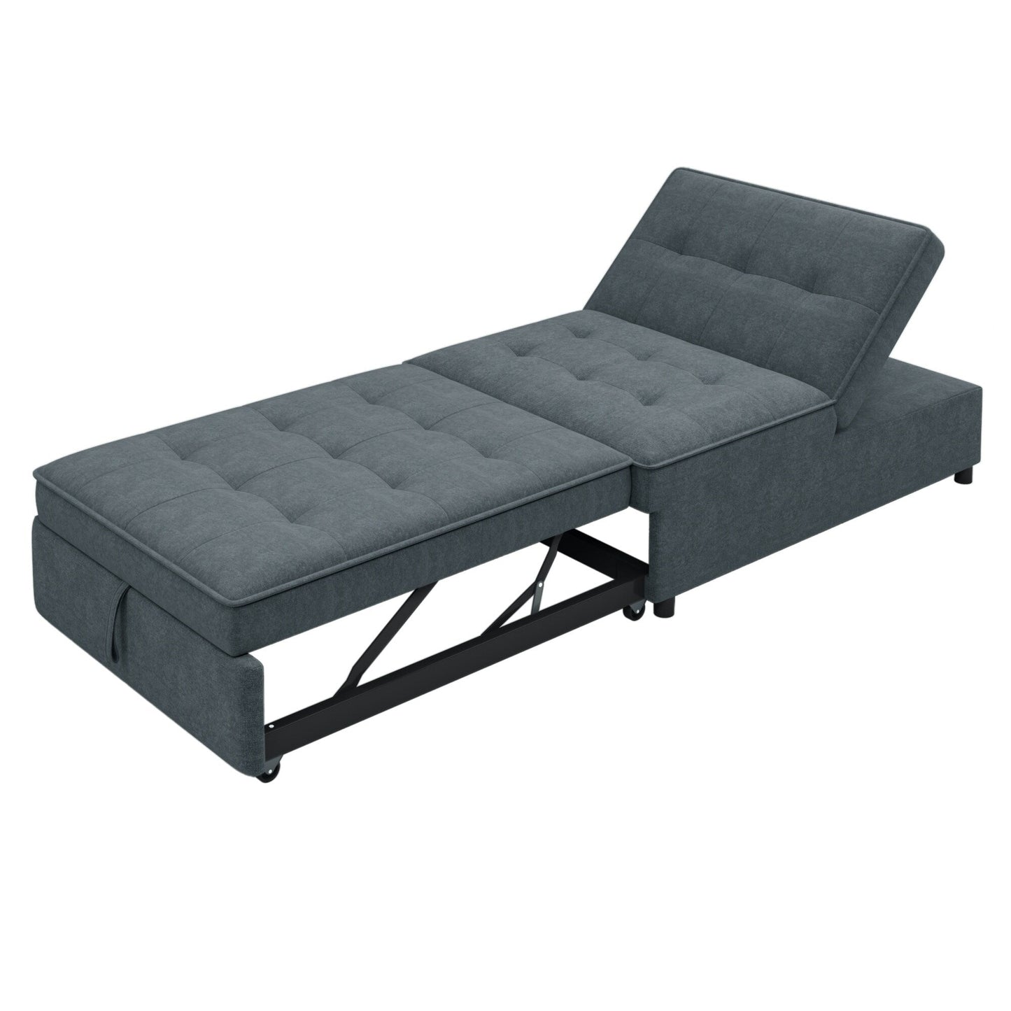 Canapé-lit ottoman multifonction 4 en 1 en lin de 72,5 pouces avec poche de rangement et port USB pour le salon