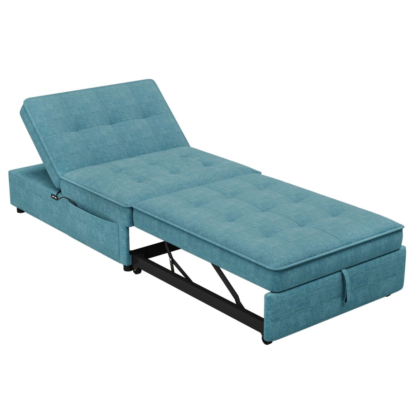 Canapé-lit ottoman multifonction 4 en 1 en lin de 72,5 pouces avec poche de rangement et port USB pour le salon