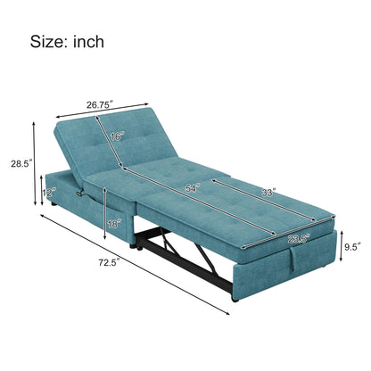 Canapé-lit ottoman multifonction 4 en 1 en lin de 72,5 pouces avec poche de rangement et port USB pour le salon