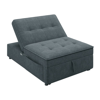 Canapé-lit ottoman multifonction 4 en 1 en lin de 72,5 pouces avec poche de rangement et port USB pour le salon